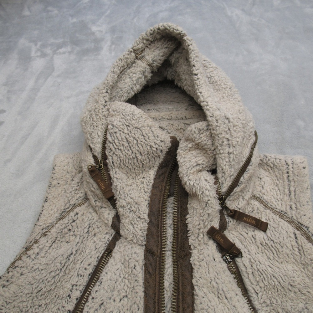 Kuhl Vest Women Small Brown Pockets Sherpa Shealing Flight Hooded Full Zip - Picture 9 of 14